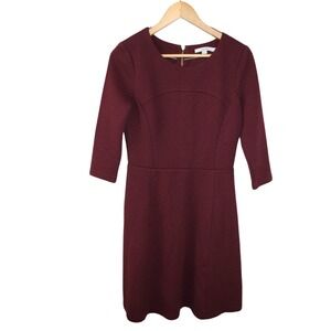 Boden Deep Red Textured Midi Dress